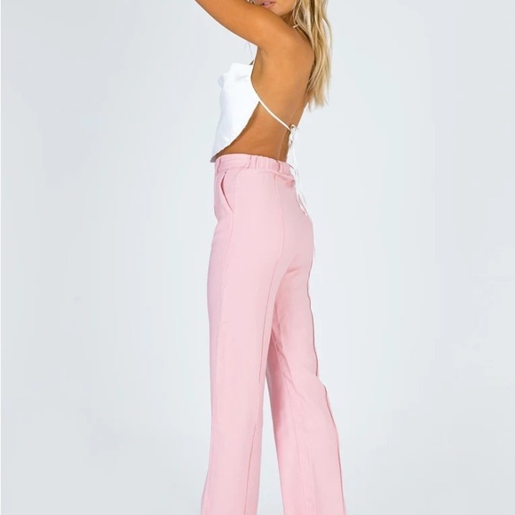 Princess Polly Kirstyn Pants Size 8X31” Pink Straight Leg High Waisted Preppy - Picture 10 of 11